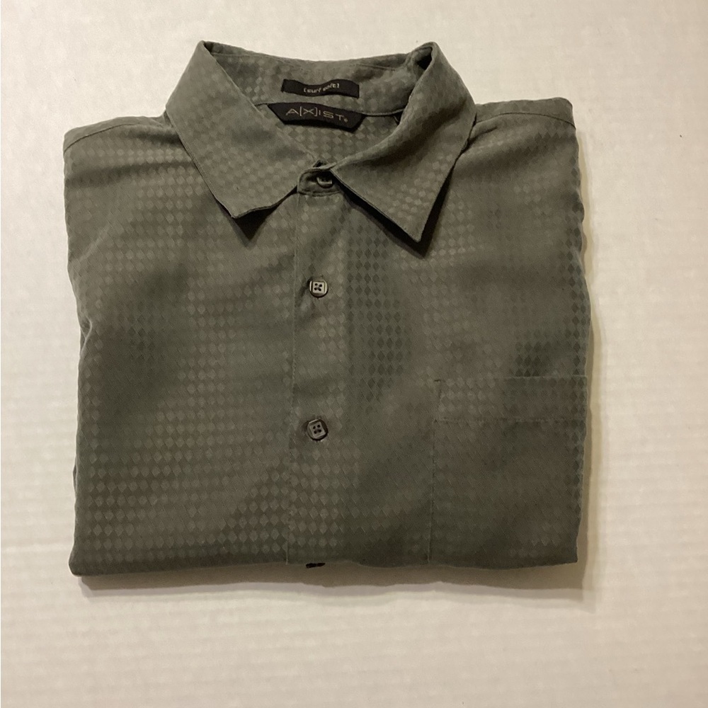 A[X] IST Surf Soft Frosted Olive Casual Button Down Short Sleeve Size Large